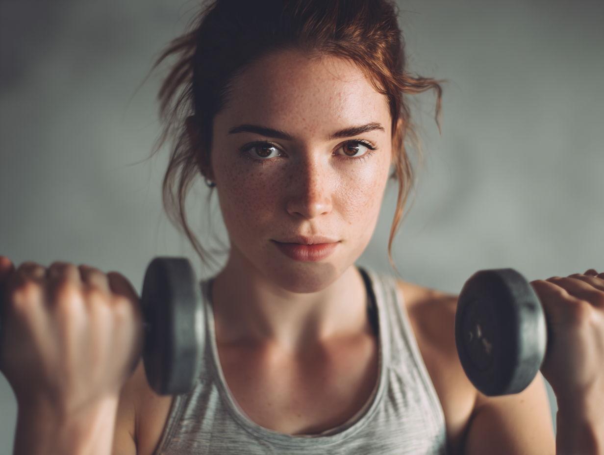 Fitness tréning - muž s činkami